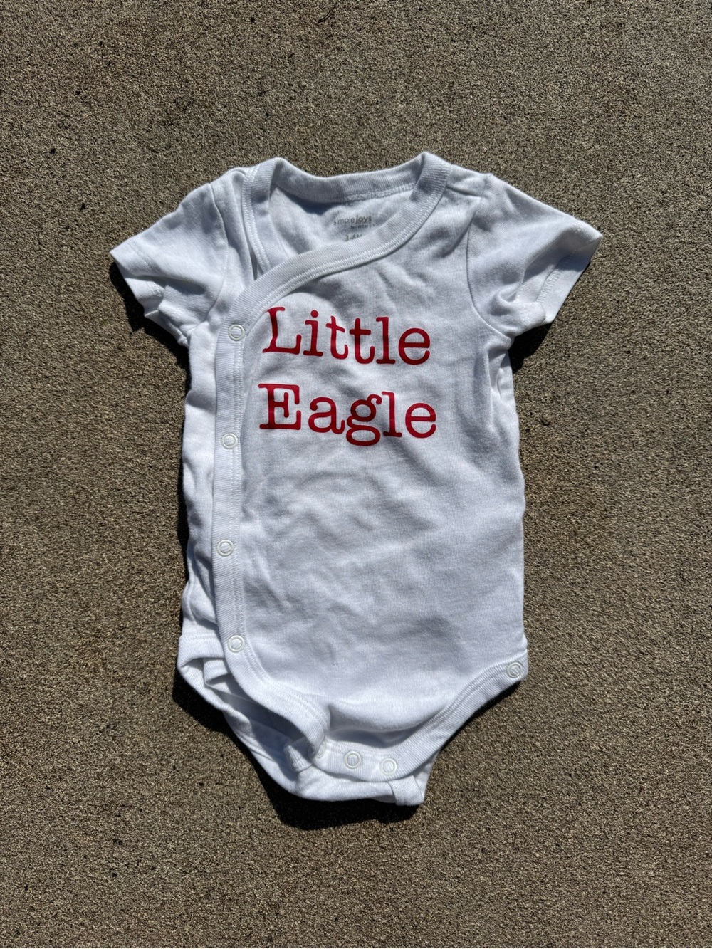 Simple Joys, White One-Piece Bodysuit with Red "Little Eagle", Size 3-6 Month